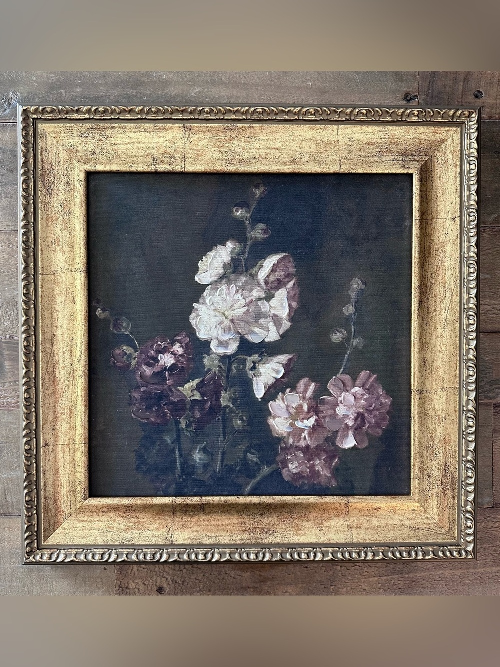 NWT 14"x14" Floral Framed Wall Art Gold - Threshold™ designed with Studio McGee